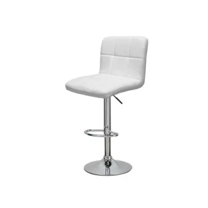 Sgabello con schienale trapuntato bianco