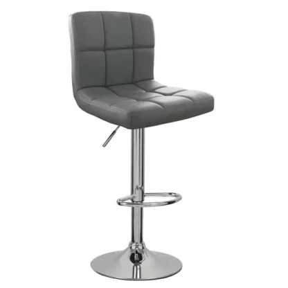 Sgabello grigio chiaro con schienale effetto trapuntato