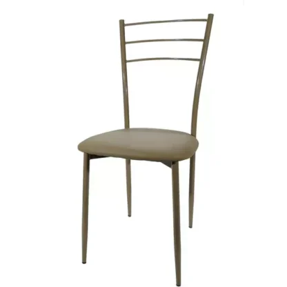Sedia in metallo colore tortora con seduta in pvc