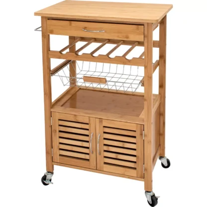 Carrello in bamboo con ruote